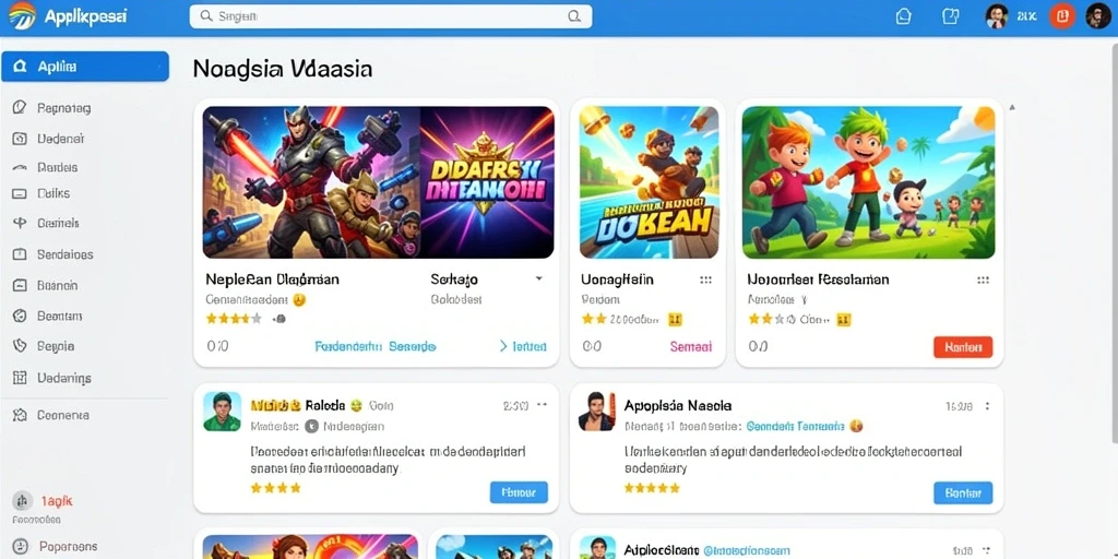 Tampilan utama yang menarik dengan berbagai pilihan permainan.