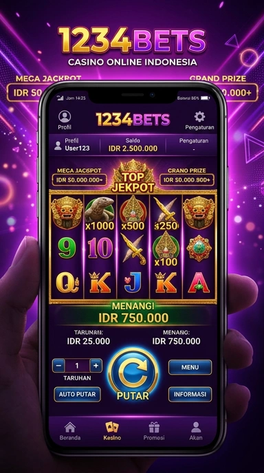 Cuplikan layar menu unduhan 1234bets untuk perangkat Android